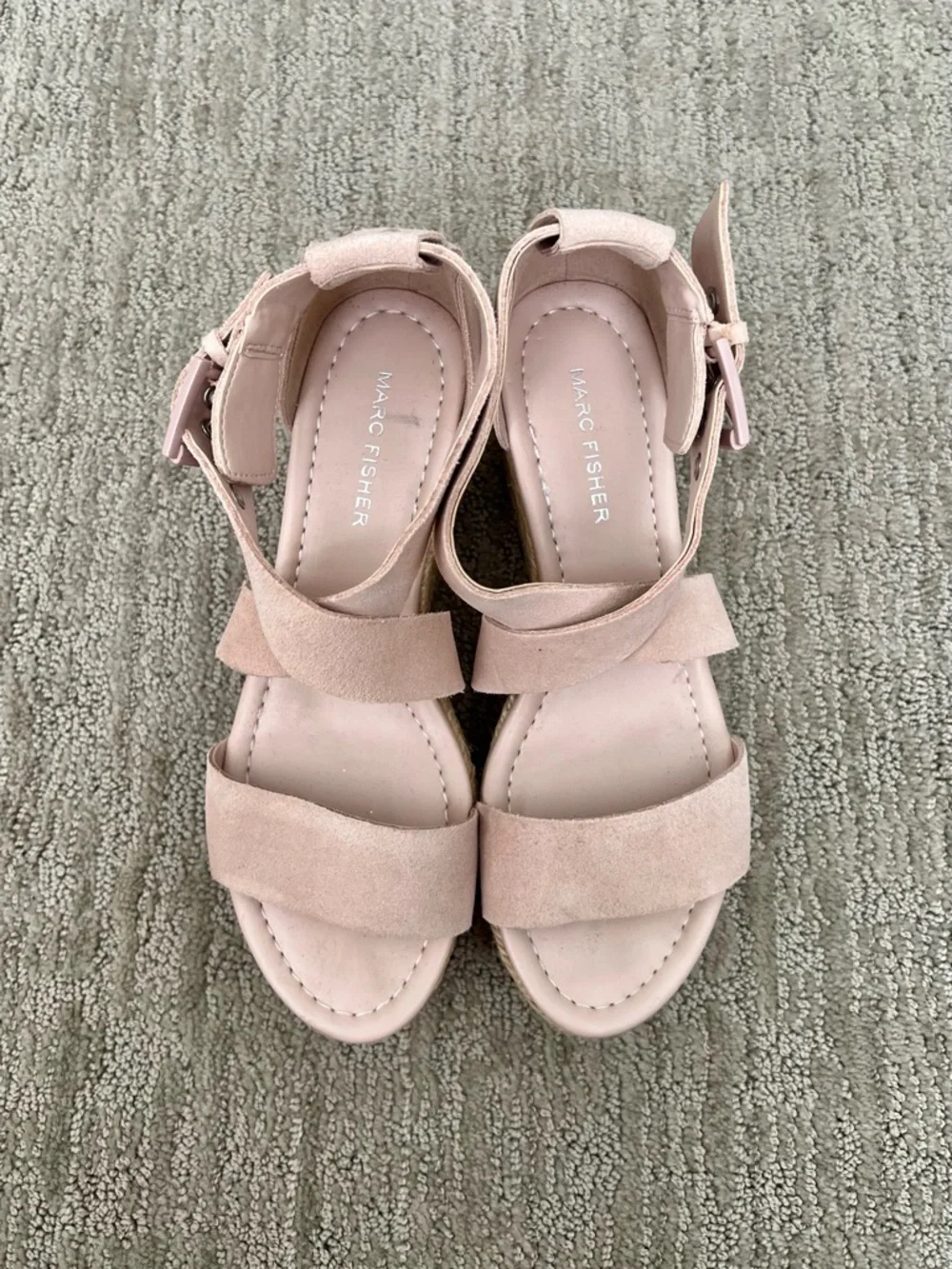 Marc Fisher Pink Suede Espadrille Platform Sandals